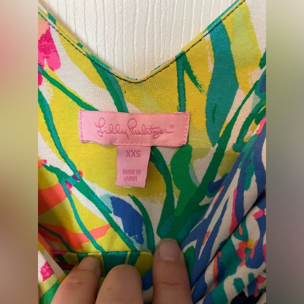 Lilly Pulitzer Fleur dress in the Resort Navy Travelers Palm print - Picture 4 of 5